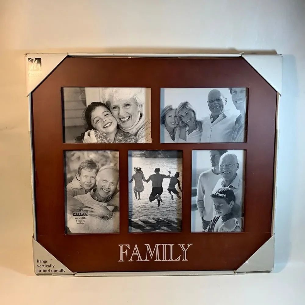 5 Opening Collage Vertical Or Horizontally Wood Frame In Package Family Friends